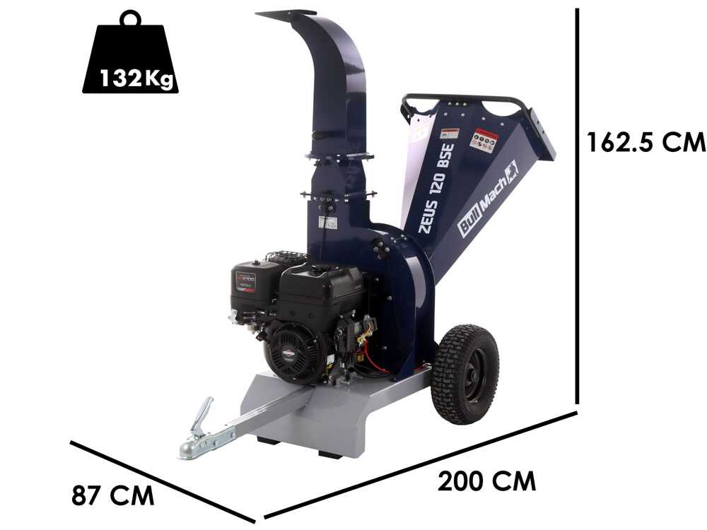 BullMach ZEUS 120 BSE – Biotrituradora de gasolina profesional – Motor B&S XR2100 13.5 HP con arranque eléctrico