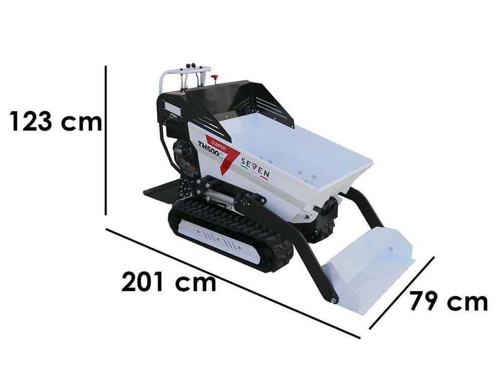Carretilla de orugas Seven Italy TH500C KM178-E – Caja dumper 500 kg con pala