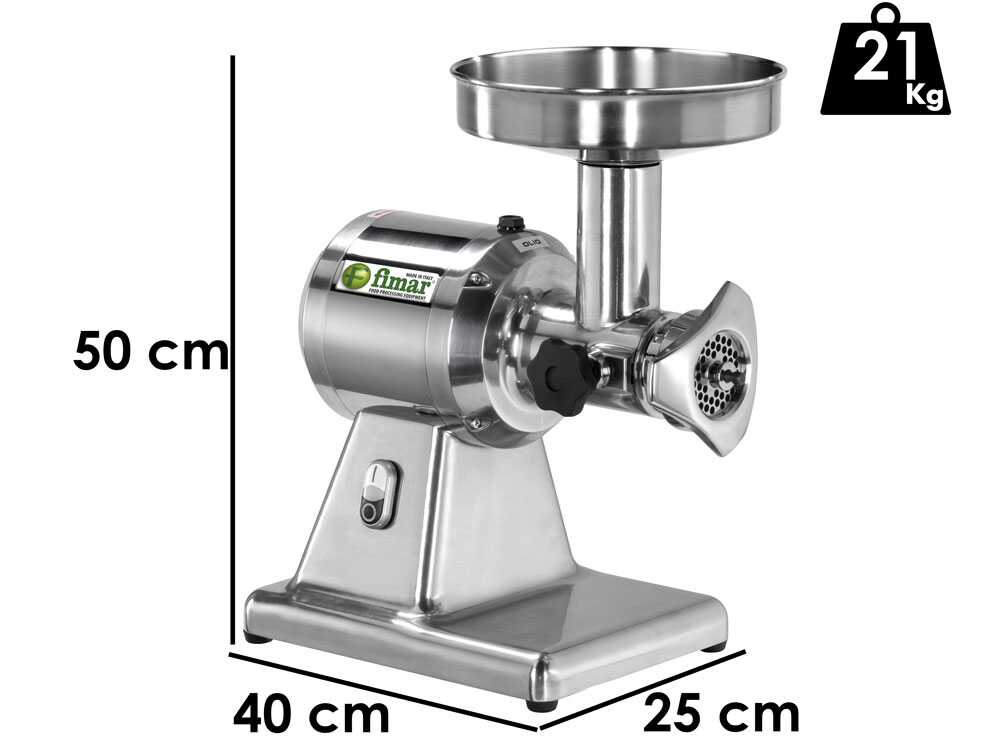 Fimar TC12S – Picadora de carne eléctrica – 400 V – 1 HP – Grupo de trituración de aluminio – Sin inversor