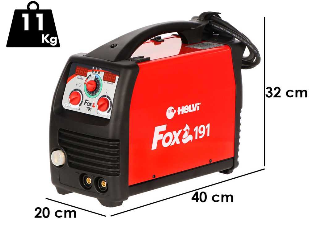 HELVI Fox 191 – Soldadora Inverter Multiproceso (MIG-MAG/MMA/TIG), corriente continua (DC)