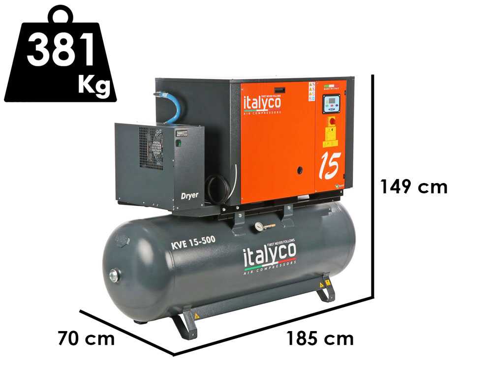 Italyco KVE 15/500 Premium – Compresor rotativo de tornillo – Presión máx. 10 bar