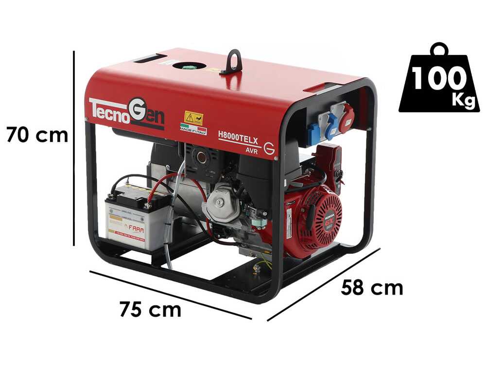 TecnoGen H8000TELX – Generador de corriente a gasolina con arranque eléctrico 6 kW – Continua 5.4 kW Trifásica