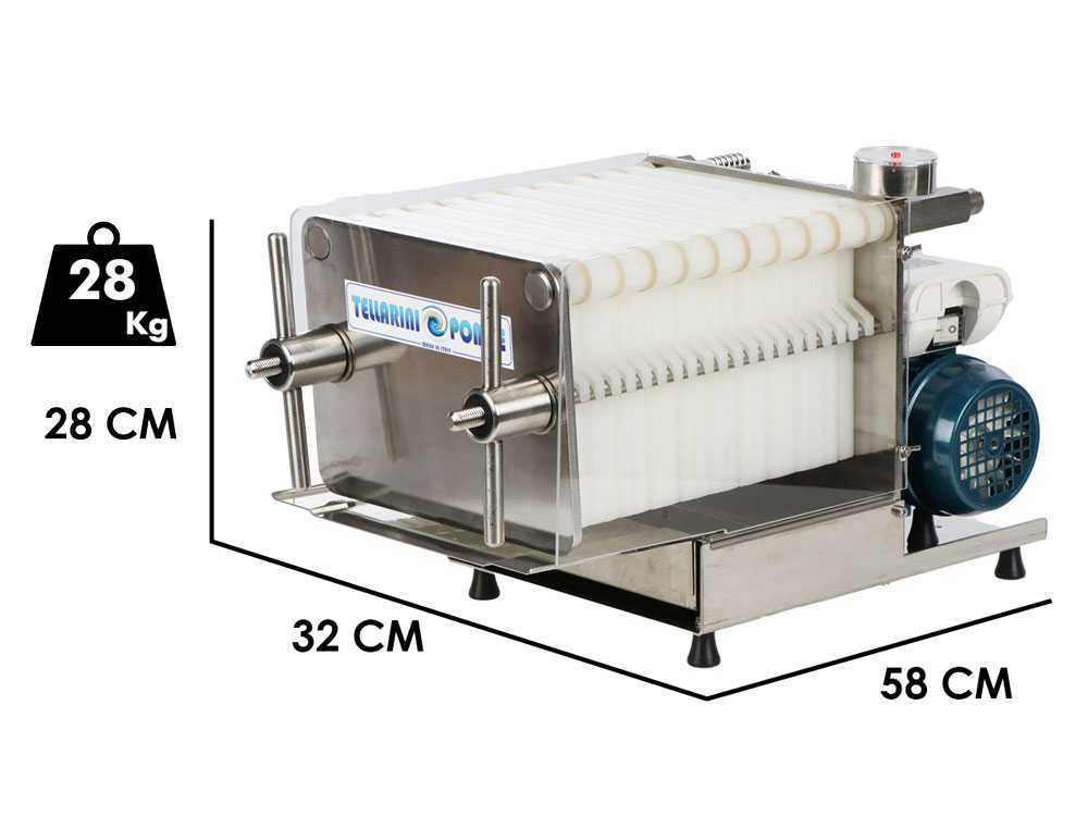 Tellarini CrystalPro jet 20 – Filtro para vino de cartones y placas – Bomba enológica para filtrar vino