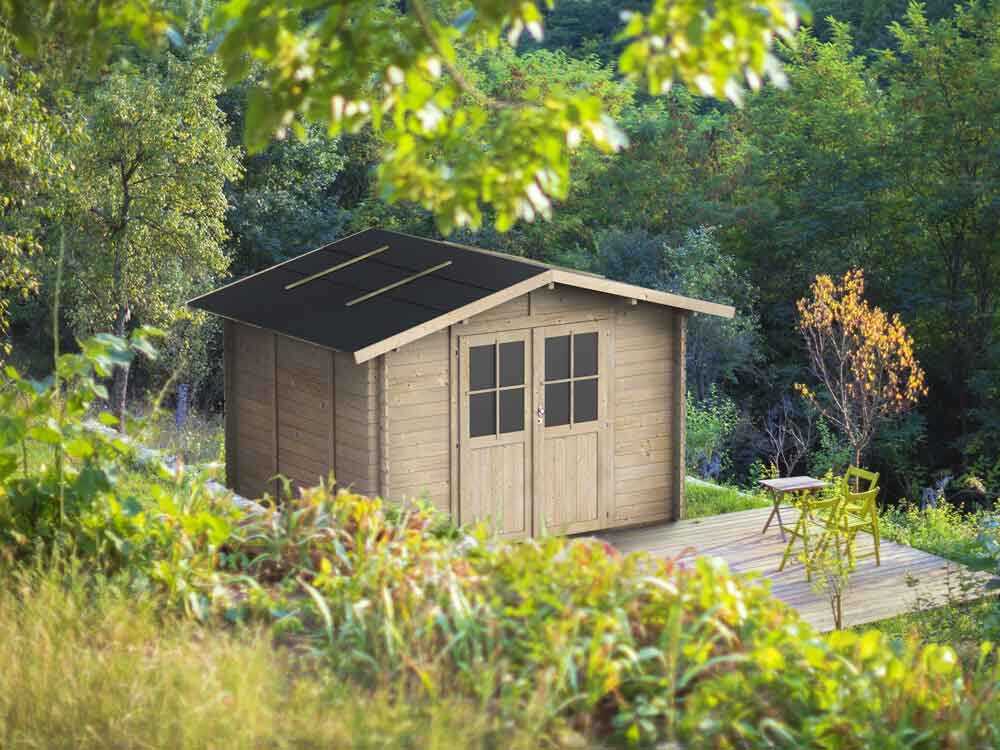 Alce Opera 300×250 – Caseta de jardín de madera – Con ventanas y puerta de doble hoja – 300x250x219 cm