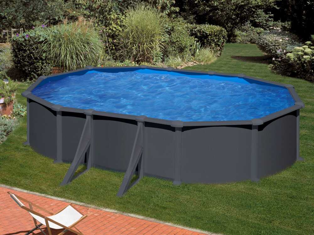 Gre Anthracite Ovalada 610x375x132cm – Piscina desmontable de acero