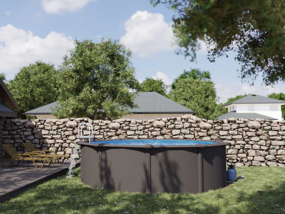 Gre Anthracite Redonda Ø460 x 132 cm – Piscina desmontable de acero