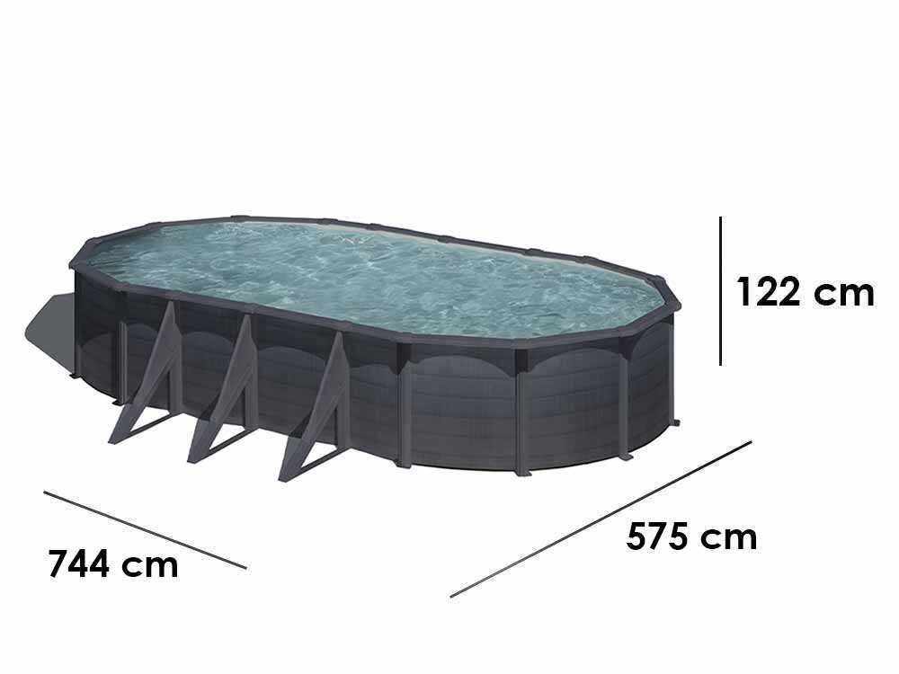 Gre Kea Ovalada 730x375x120cm – Piscina desmontable de acero