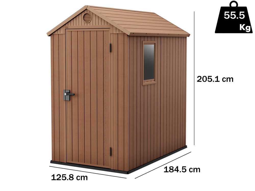 Keter Darwin marrón – Caseta para herramientas – Con ventana lateral – 125×184.5×205 cm