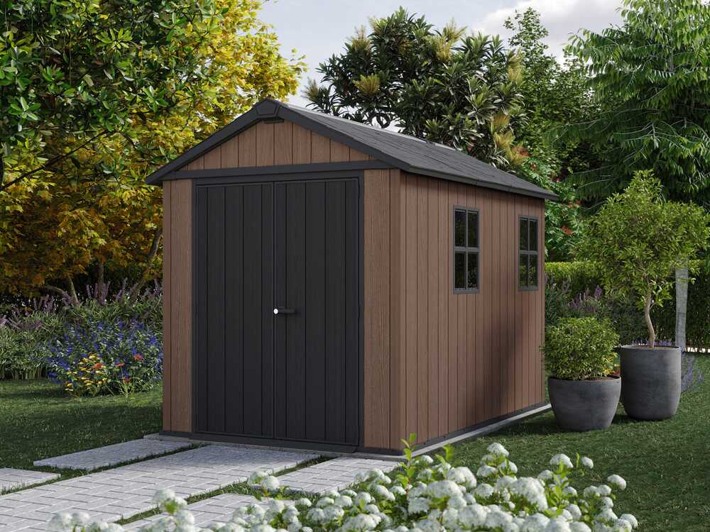 Keter Newton plus 759/975 – Caseta de jardín – Con puerta de doble hoja y ventanas – 230x287x246 cm
