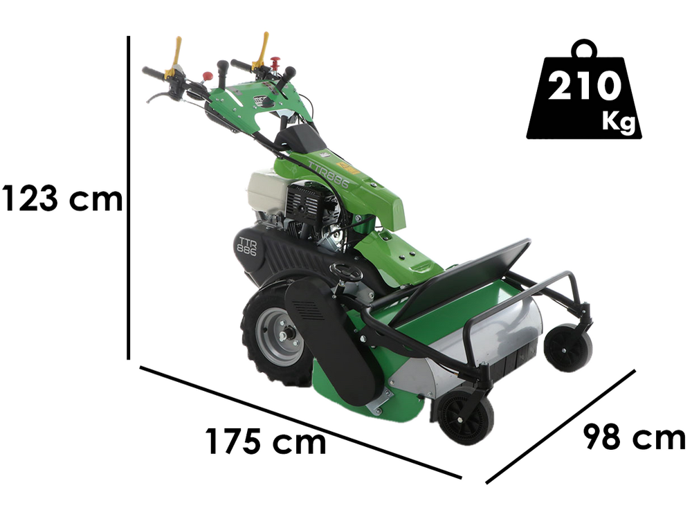 Lampacrescia MGM TTR886 – Desbrozadora de ruedas con martillos – Honda GX390 Pendientes Fuertes