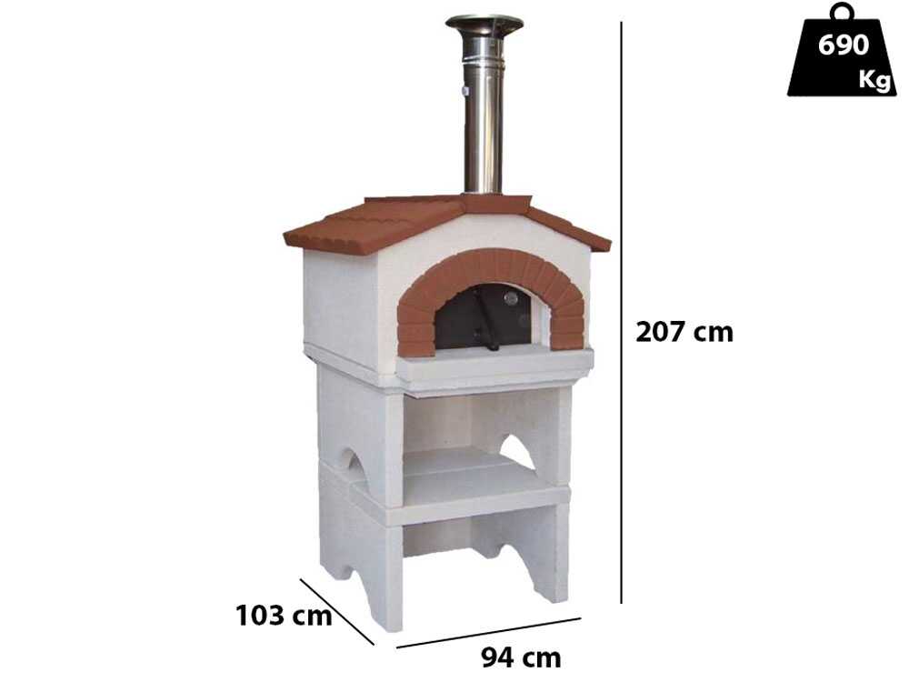 Linea VZ Ponza – Horno de leña de exterior con base – Cámara de cocción 55×59 cm