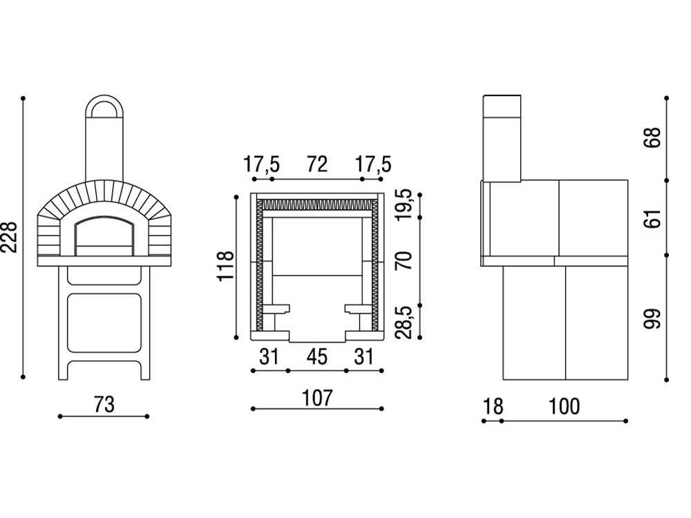 Linea VZ Portici – Horno de leña de exterior con base de hormigón – Cámara de cocción 72×70 cm – Image 3
