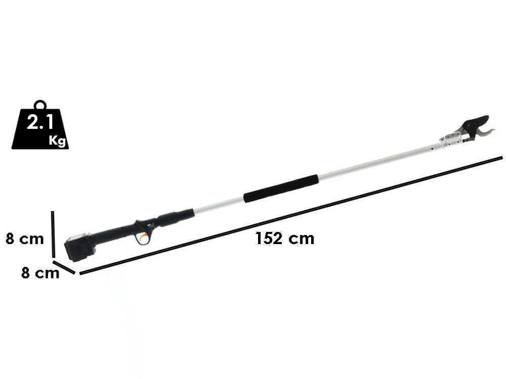Volpi KV151 – Tijeras de poda eléctricas con pértiga – 2x 21.6V 4Ah